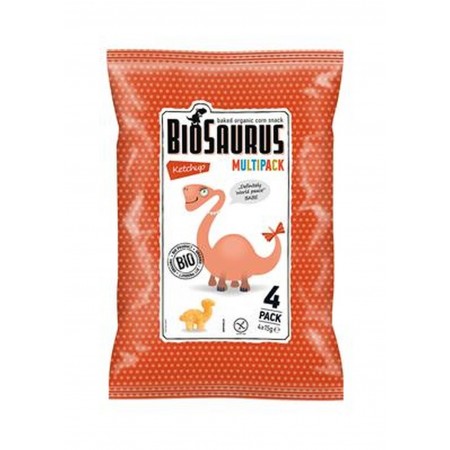 Chrupki kukurydziane Dinozaury o smaku ketchupowym BEZGL. BIO 4x15 g