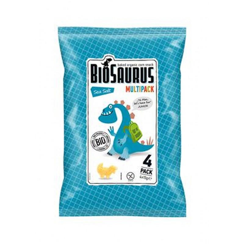 Chrupki kukurydziane Dinozaury z solą morską BEZGL. BIO 4x15 g