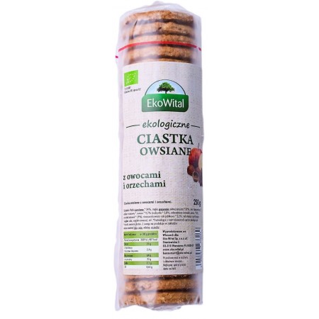 Ciastka owsiane z owocami i orzechami BIO 250 g