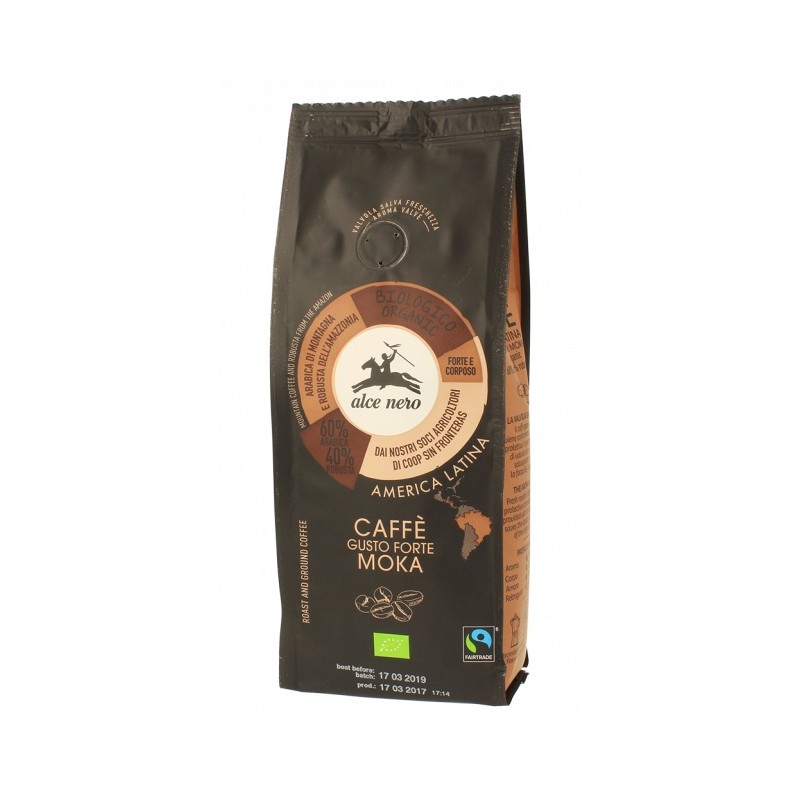 KAWA MIELONA ARABICA/ROBUSTA STRONG FAIR TRADE BIO 250 g - ALCE NERO