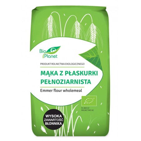 MĄKA Z PŁASKURKI PEŁNOZIARNISTA BIO 500 g - BIO PLANET