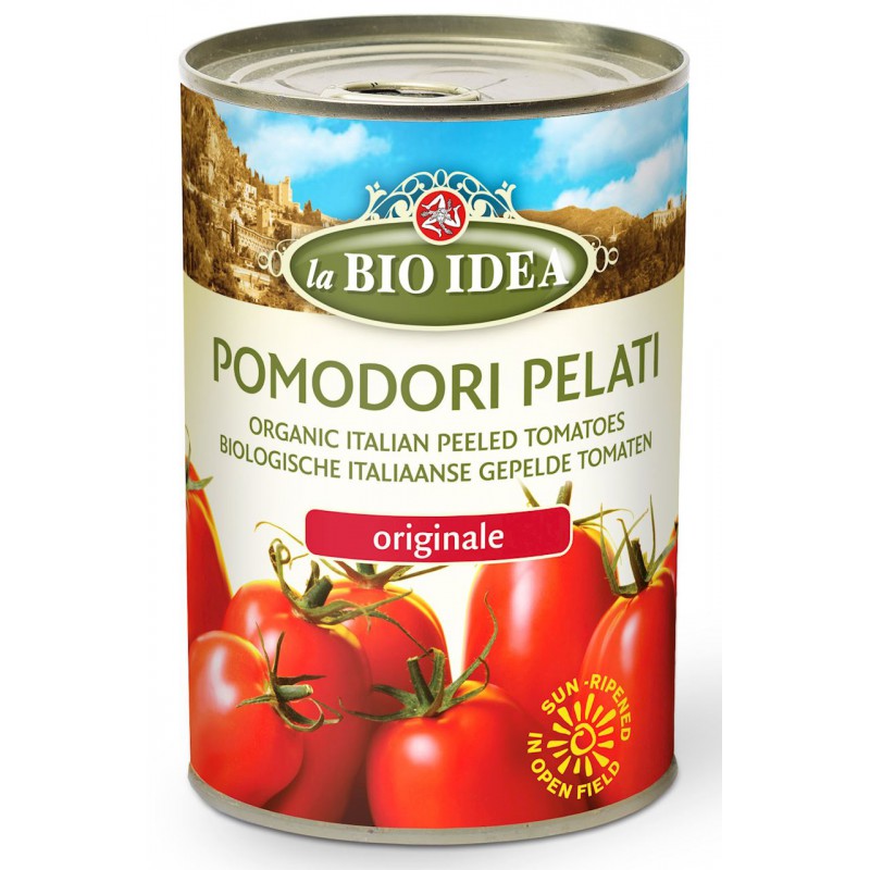 POMIDORY PELATI BEZ SKÓRY BIO 400 g (PUSZKA) - LA BIO IDEA