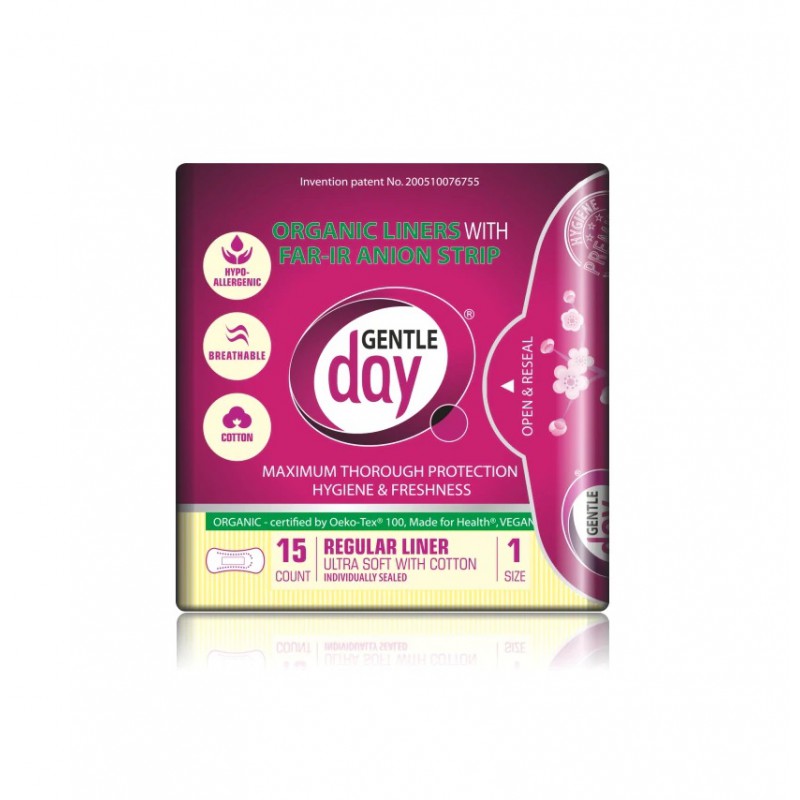 WKŁADKI HIGIENICZNE Z PASKIEM ANIONOWYM 15 szt. - GENTLE DAY