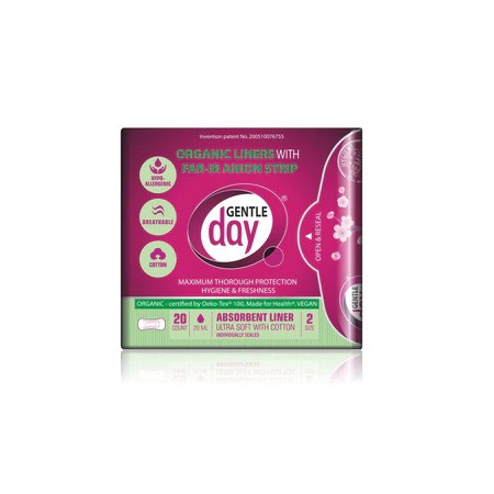 WKŁADKI HIGIENICZNE Z PASKIEM ANIONOWYM I WARSTWĄ WCHŁANIAJĄCĄ WILGOĆ 20 szt. - GENTLE DAY