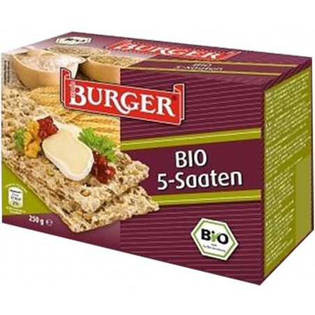 PIECZYWO CHRUPKIE RAZOWE 5 ZIAREN BIO 250 g - BURGER