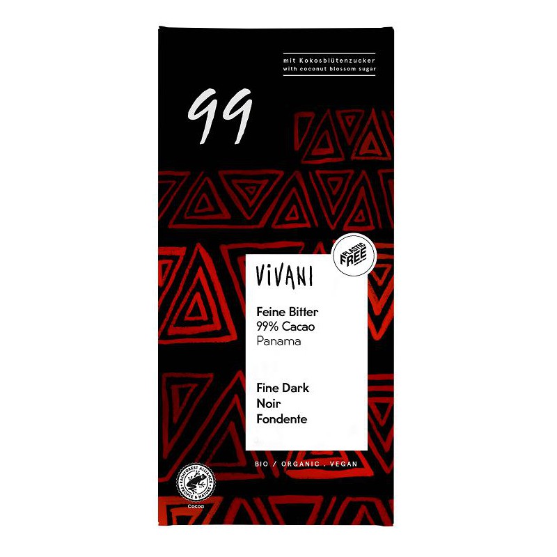 CZEKOLADA GORZKA 99 %  BIO 80 g - VIVANI