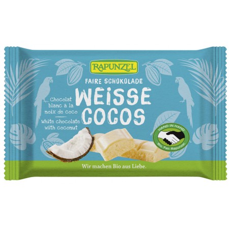 CZEKOLADA BIAŁA Z WIÓRKAMI KOKOSOWYMI BIO 100 g - RAPUNZEL