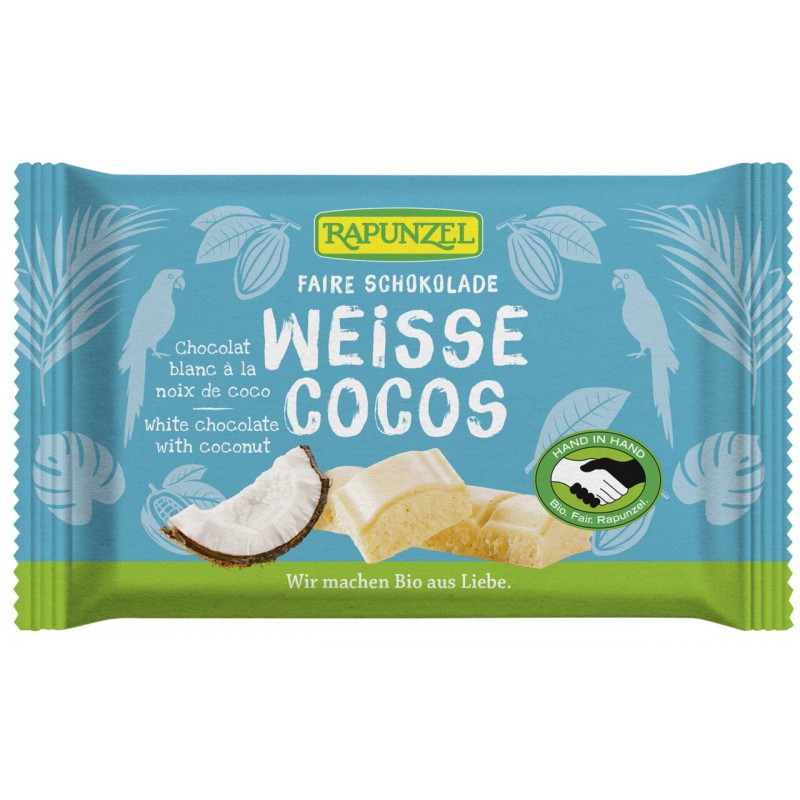 CZEKOLADA BIAŁA Z WIÓRKAMI KOKOSOWYMI BIO 100 g - RAPUNZEL