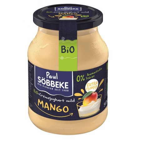 JOGURT KREMOWY MANGO (7,5 % TŁUSZCZU W MLEKU) BIO 500 g (SŁOIK) - SOBBEKE