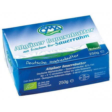 MASŁO EKSTRA KOSTKA (82 % TŁUSZCZU)  BIO 250 g - OMA