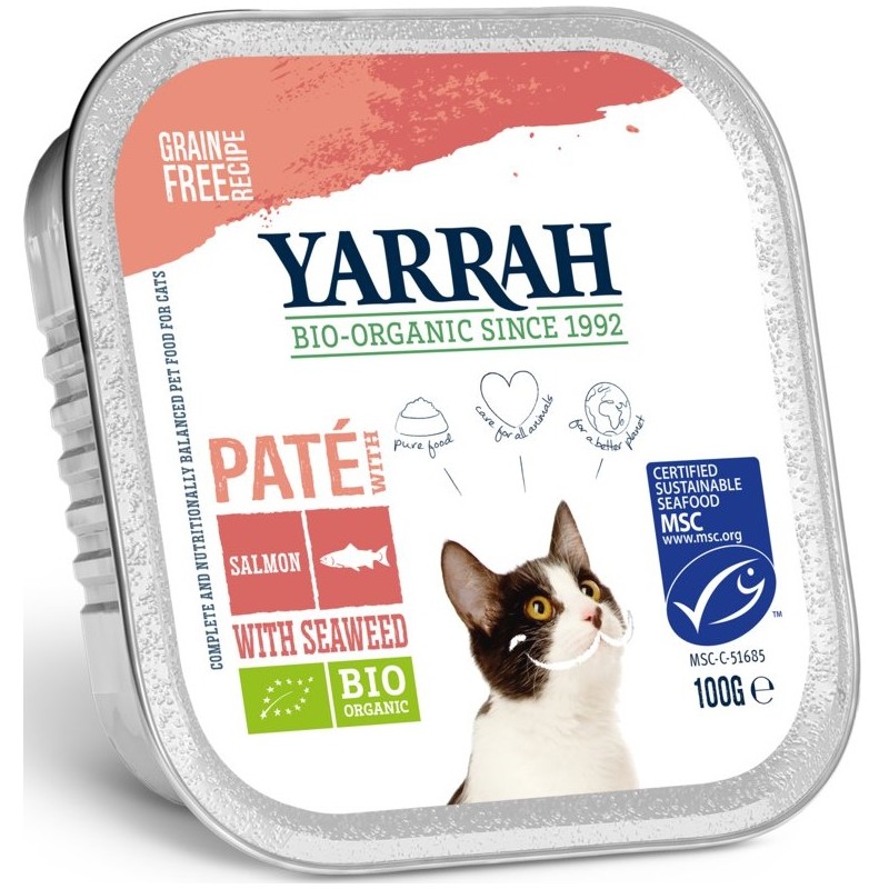 (DLA KOTA) PASZTET Z ŁOSOSIA Z ALGAMI MORSKIMI BIO 100 g - YARRAH