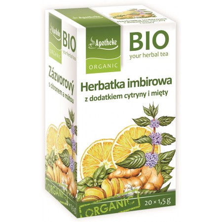 HERBATKA IMBIROWA (CYTRYNA I MIĘTA) BIO (20 x 1,5 g) 30 g - APOTHEKE