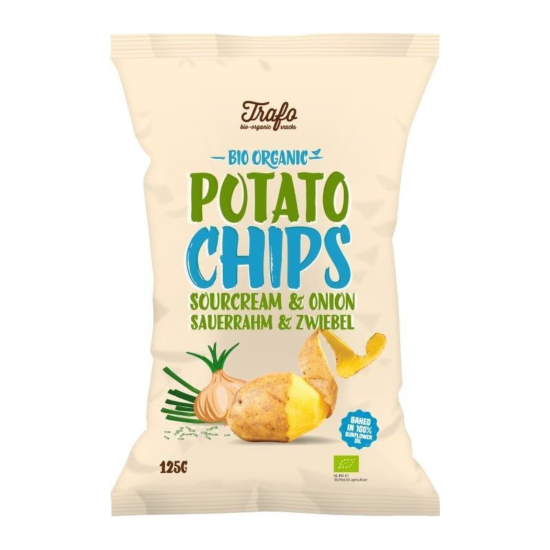 CHIPSY ZIEMNIACZANE O SMAKU ŚMIETANKOWO - CEBULOWYM BIO 125 g - TRAFO