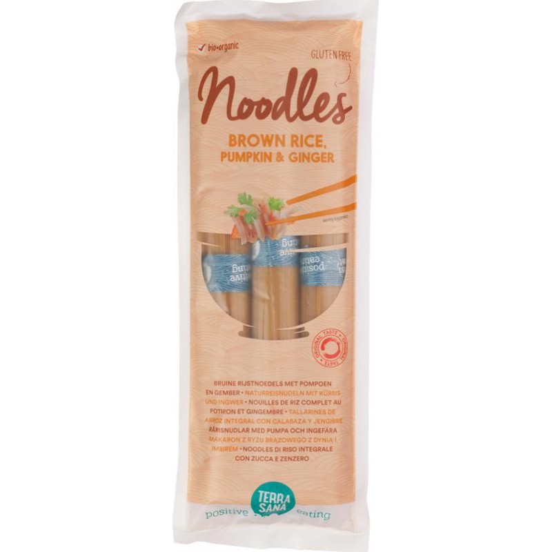 MAKARON (RYŻOWY RAZOWY TYPU NOODLE Z DYNIĄ I IMBIREM) BEZGLUTENOWY BIO 250 g - TERRASANA