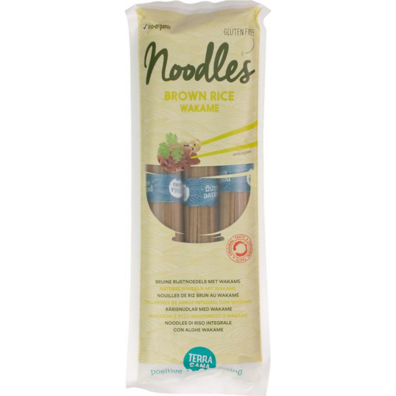 MAKARON (RYŻOWY RAZOWY TYPU NOODLE Z WAKAME) BEZGLUTENOWY BIO 250 g - TERRASANA