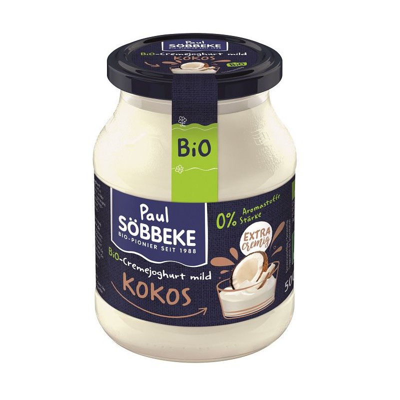 JOGURT KREMOWY KOKOSOWY (7,5 % TŁUSZCZU W MLEKU) BIO 500 g (SŁOIK) - SOBBEKE