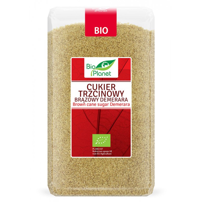 CUKIER TRZCINOWY BRĄZOWY DEMERARA BIO 1 kg - BIO PLANET