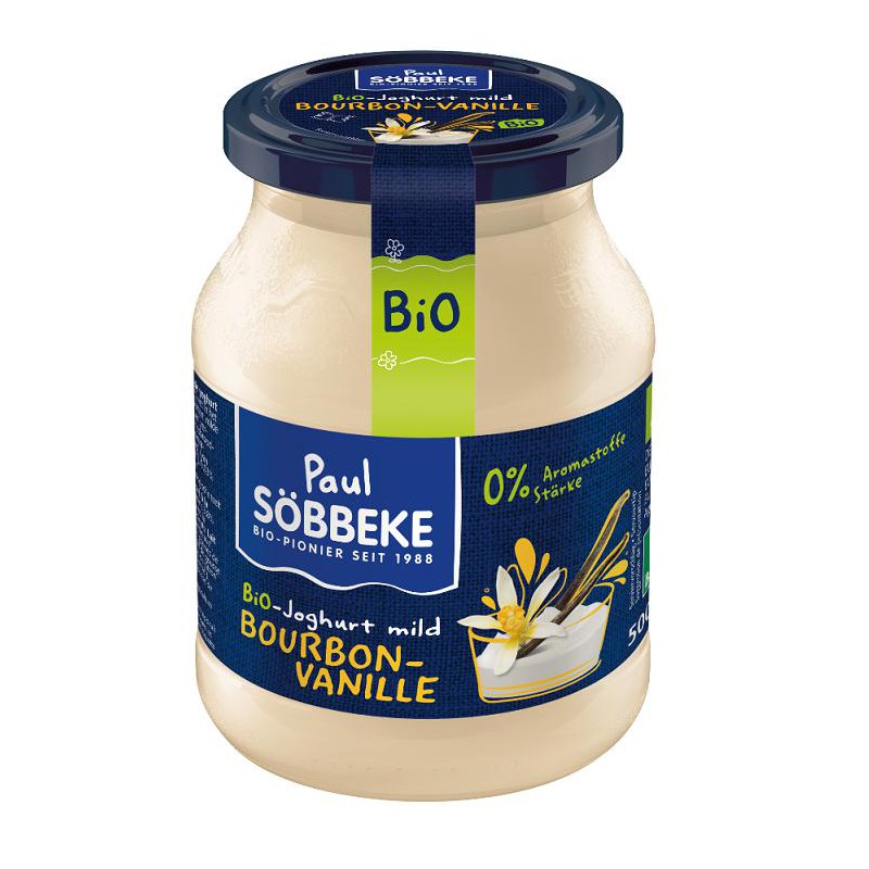 JOGURT KREMOWY WANILIOWY (3,8 % TŁUSZCZU W MLEKU) BIO 500 g (SŁOIK) - SOBBEKE