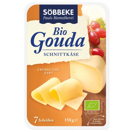 SER GOUDA PLASTRY (48 % TŁUSZCZU W SUCHEJ MASIE) BIO 150 g - SOBBEKE