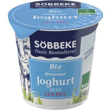 JOGURT NATURALNY (1,5 % TŁUSZCZU W MLEKU) BIO 150 g - SOBBEKE