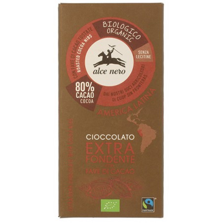 CZEKOLADA GORZKA Z ZIARNAMI KAKAOWCA FAIR TRADE BEZGLUTENOWA BIO 100 g - ALCE NERO