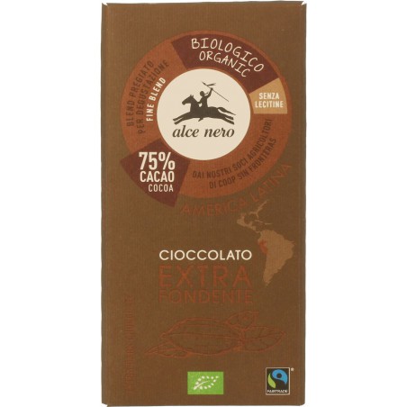 CZEKOLADA GORZKA 75 % FAIR TRADE BEZGLUTENOWA BIO 100 g - ALCE NERO