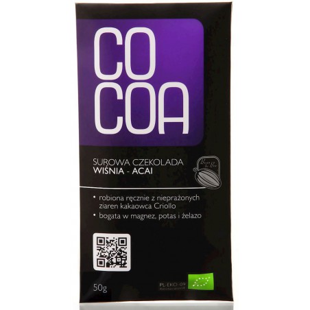 CZEKOLADA SUROWA WIŚNIA - ACAI BIO 50 g - COCOA