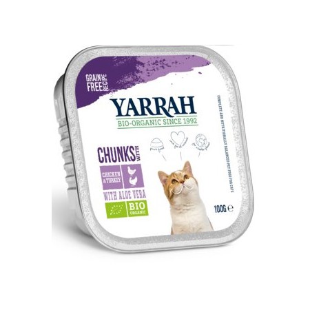 (DLA KOTA) KAWAŁKI KURCZAKA I INDYKA Z ALOESEM BIO 100 g - YARRAH