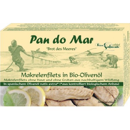 MAKRELA FILETY W BIO OLIWIE Z OLIWEK EXTRA VIRGIN 120 g (90 g) - PAN DO MAR