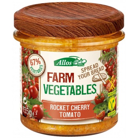 PASTA WARZYWNA Z POMIDORAMI CHERRY I RUKOLĄ BEZGLUTENOWA BIO 135 g - ALLOS