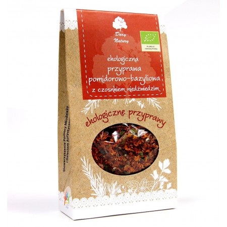PRZYPRAWA POMIDOROWO - BAZYLIOWA Z CZOSNKIEM NIEDŹWIEDZIM BIO 40 g - DARY NATURY