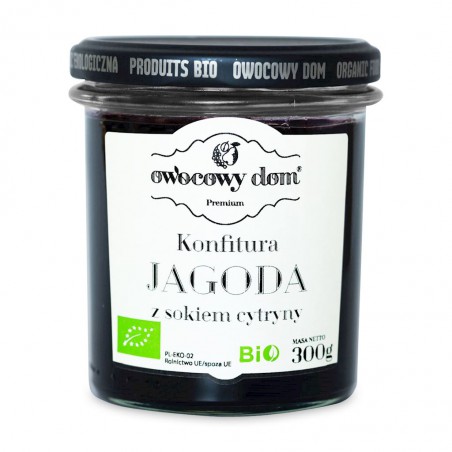 KONFITURA JAGODA Z SOKIEM Z CYTRYNY BIO 300 g  - OWOCOWY DOM