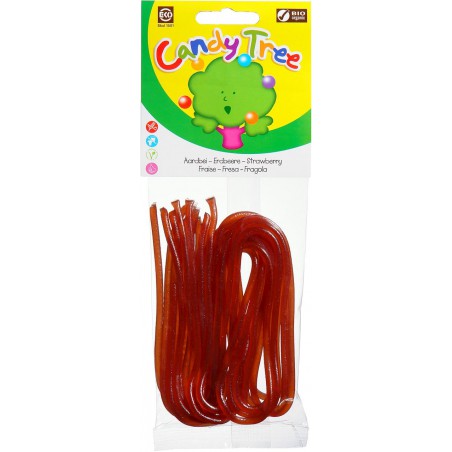 ŻELKI NITKI O SMAKU TRUSKAWKOWYM BEZGLUTENOWE BIO 75 g - CANDY TREE