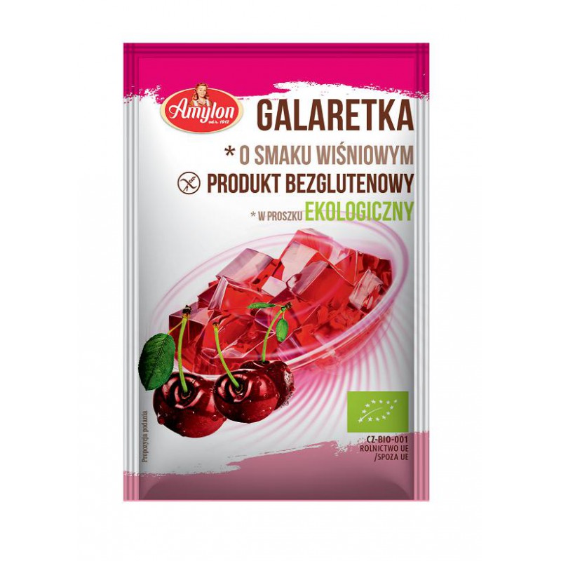 GALARETKA O SMAKU WIŚNIOWYM BEZGLUTENOWA BIO 40 g - AMYLON