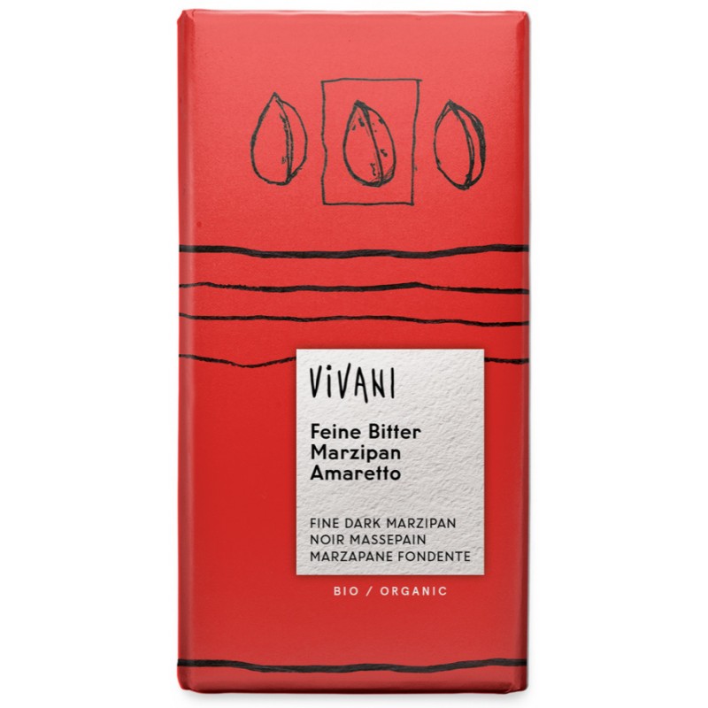 CZEKOLADA GORZKA Z NADZIENIEM MARCEPAN - AMARETTO BIO 100 g - VIVANI