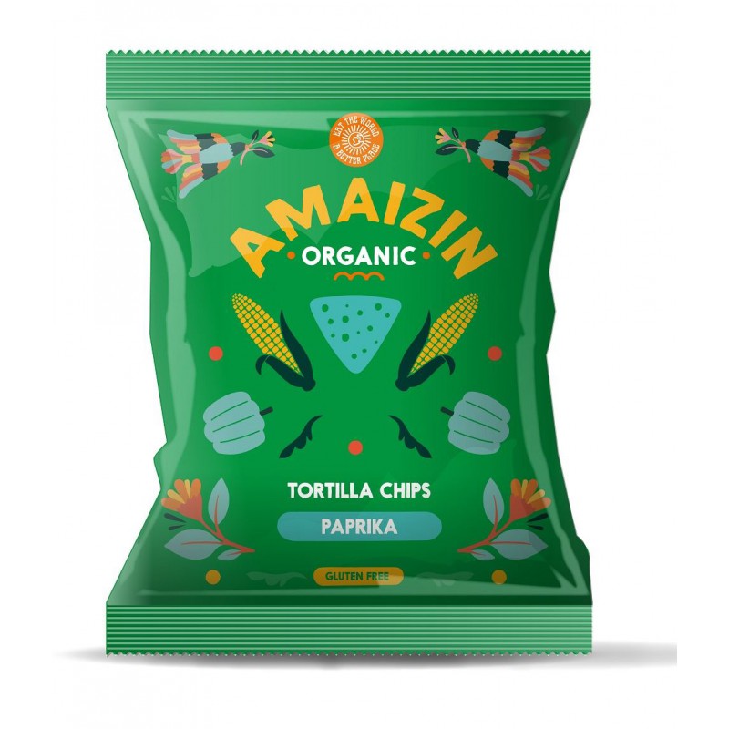 CHIPSY KUKURYDZIANE O SMAKU PAPRYKOWYM BEZGLUTENOWE BIO 75 g - AMAIZIN