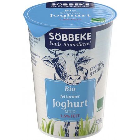 JOGURT NATURALNY (1,5 % TŁUSZCZU W MLEKU) BIO 500 g - SOBBEKE