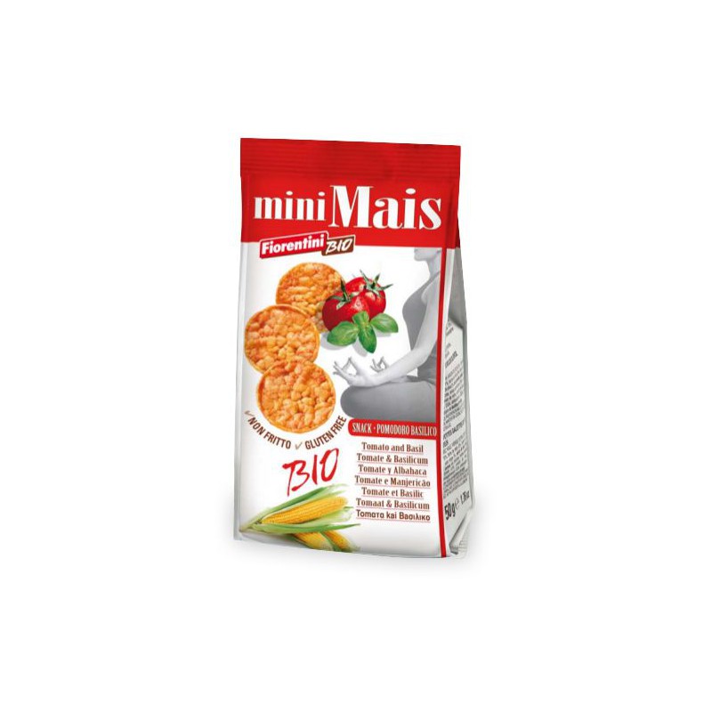 KRĄŻKI KUKURYDZIANE Z POMIDORAMI I BAZYLIĄ BEZGLUTENOWE BIO 50 g - FIORENTINI