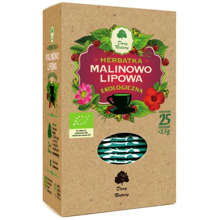 HERBATKA LIPOWO - MALINOWA BIO (25 x 2,5 g) 62,5 g - DARY NATURY