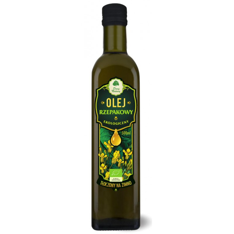 OLEJ RZEPAKOWY TŁOCZONY NA ZIMNO BIO 500 ml - DARY NATURY