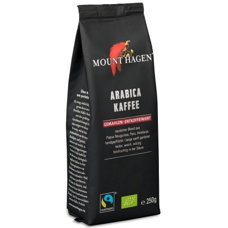 KAWA MIELONA BEZKOFEINOWA ARABICA 100 % FAIR TRADE BIO 250 g - MOUNT HAGEN