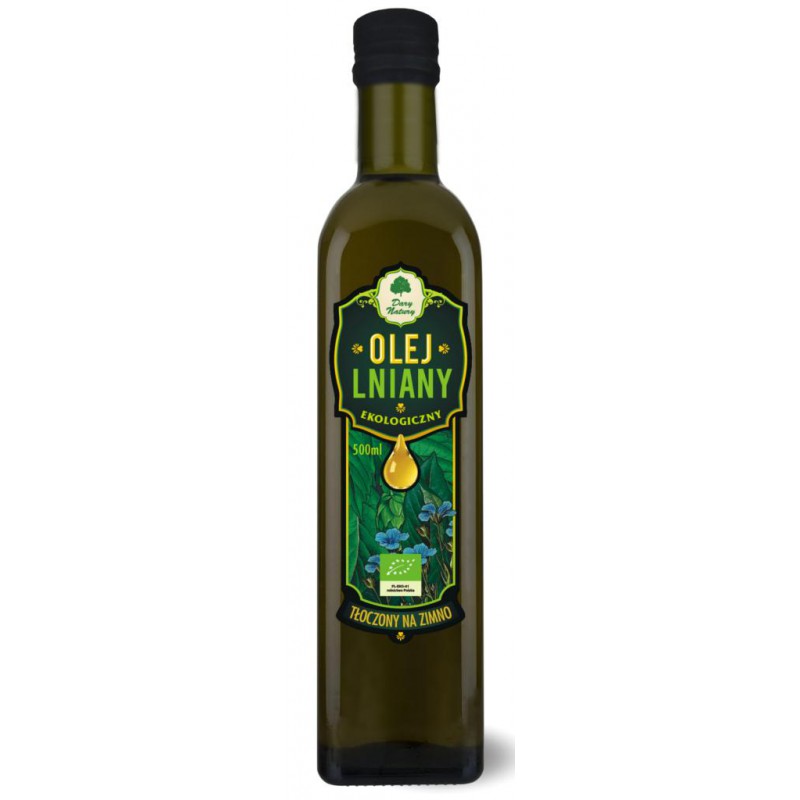 OLEJ LNIANY TŁOCZONY NA ZIMNO BIO 500 ml - DARY NATURY