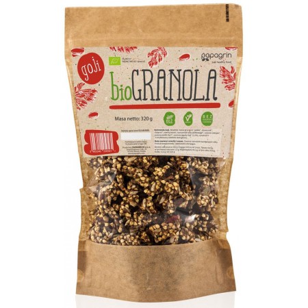 GRANOLA Z GOJI BEZ DODATKU CUKRÓW BEZGLUTENOWA BIO 320 g - PAPAGRIN