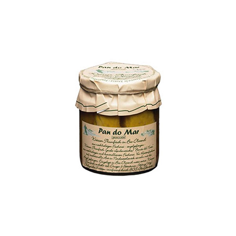 TUŃCZYK BIAŁY W BIO OLIWIE Z OLIWEK EXTRA VIRGIN 220 g (154 g)(SŁOIK) - PAN DO MAR