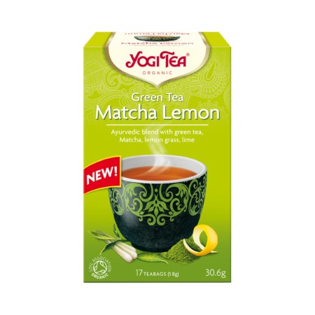 HERBATA ZIELONA Z CYTRYNĄ I MATCHĄ (GREEN TEA MATCHA LEMON) BIO (17 x 1,8 g) 30,6 g - YOGI TEA