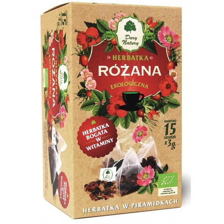 HERBATKA RÓŻANA PIRAMIDKI BIO (15 x 3 g) 45 g - DARY NATURY