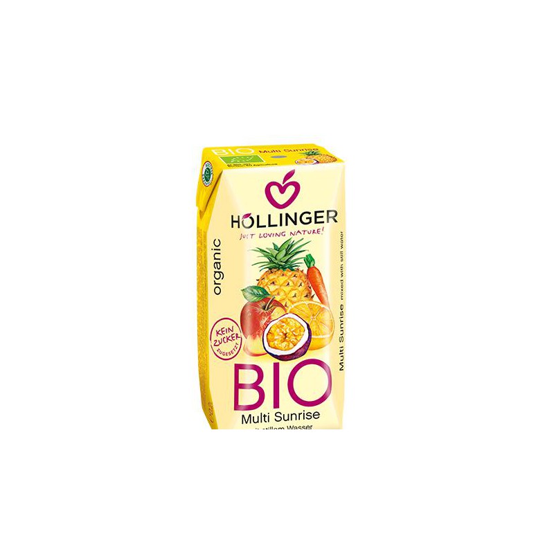 NEKTAR WIELOOWOCOWY + MARCHEW BEZ DODATKU CUKRÓW (MULTI SUNRISE) BIO 200 ml - HOLLINGER