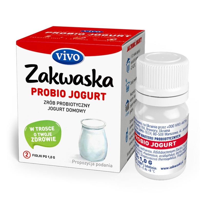 ŻYWE KULTURY BAKTERII DO JOGURTU PROBIO "ZAKWASKA" BEZGLUTENOWE 2 g (2 FIOLKI) - VIVO