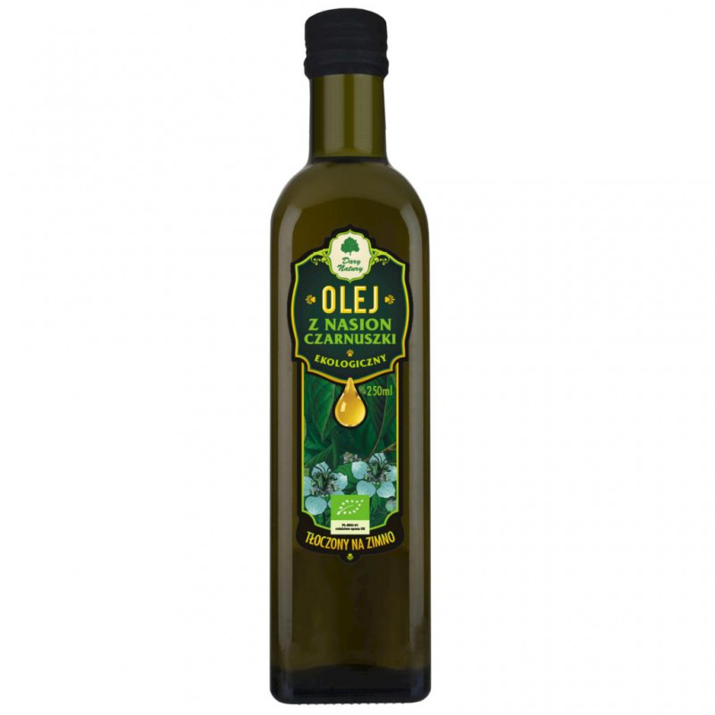 OLEJ Z NASION CZARNUSZKI TŁOCZONY NA ZIMNO BIO 250 ml - DARY NATURY