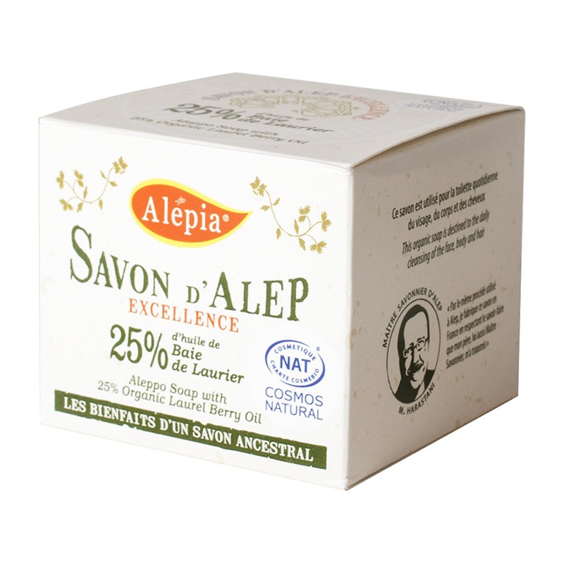 MYDŁO Z ALEPPO W KOSTCE OLIWKOWO - LAUROWE ECO 190 g - ALEPIA